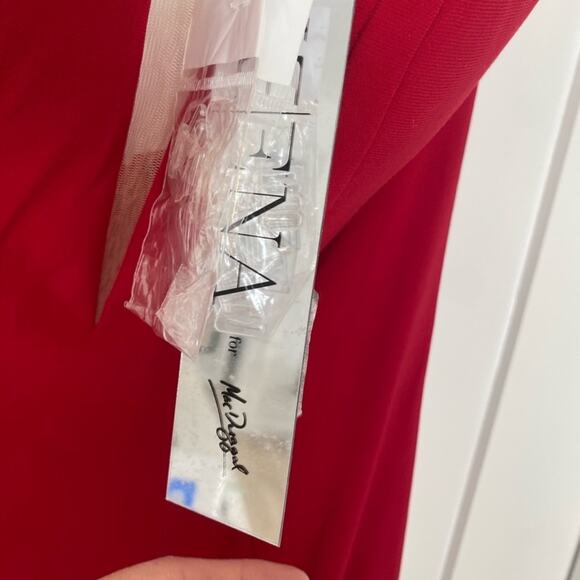 NWT Ieena For Mac Duggal Sweetheart-Neck Strapless Bustier Trumpet red Gown - Picture 7 of 8